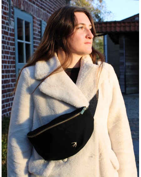 Sac banane en coton Léo - Noir XL