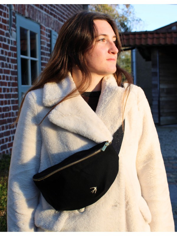 Sac banane en coton Léo - Noir XL